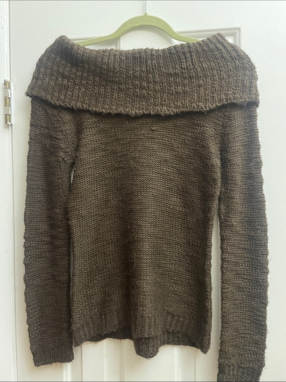 Off-Shoulder Brown Women's Knit Sweater
